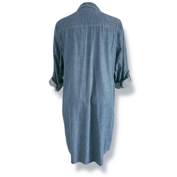 CHICO’S DENIM ROLL TAB LONG TO SHORT SLEEVE DRESS SZ 2 / US SZ 12 - Picture 2 of 2